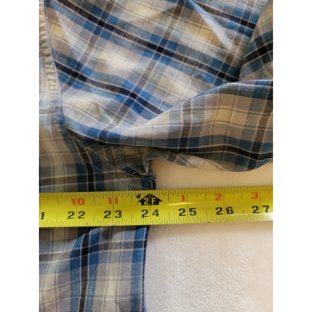 Eddie Bauer Plaid Shirt Mens Medium Blue Short Sleeve Button Down Cotton Hiking - Picture 6 of 12